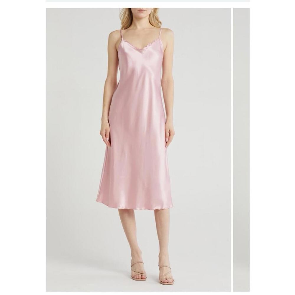 bebe Lace Trim Satin Slipdress - Picture 1 of 9
